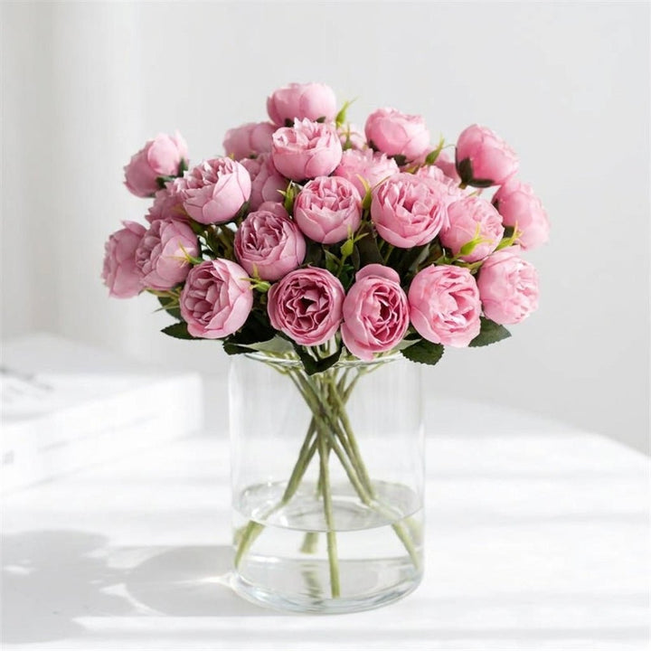 Artificial Peony Bouquet with Realistic Blooms - Artificial plants - Dark Pink - Seravelle Home