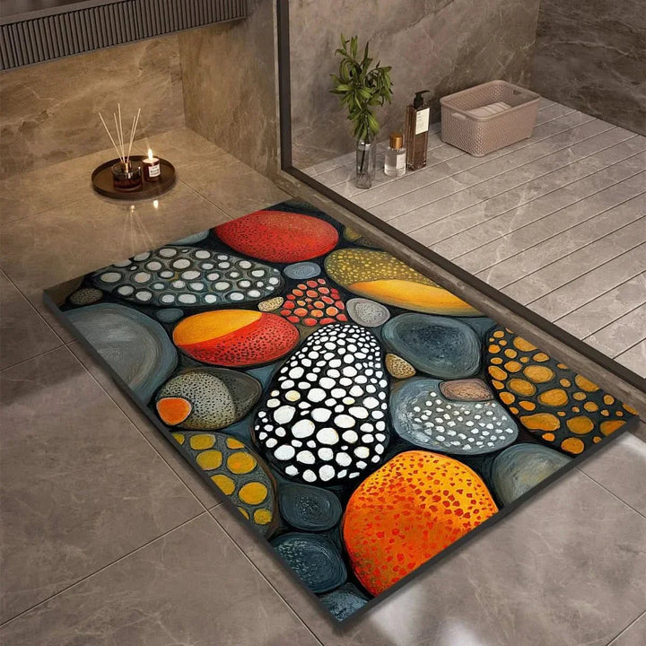 Bathroom Mat with Pebble Stone Print Pattern - Bath Mat - Style 3 - Seravelle Home