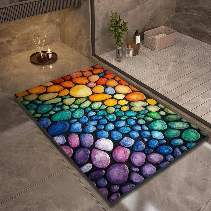 Bathroom Mat with Pebble Stone Print Pattern - Bath Mat - Style 6 - Seravelle Home