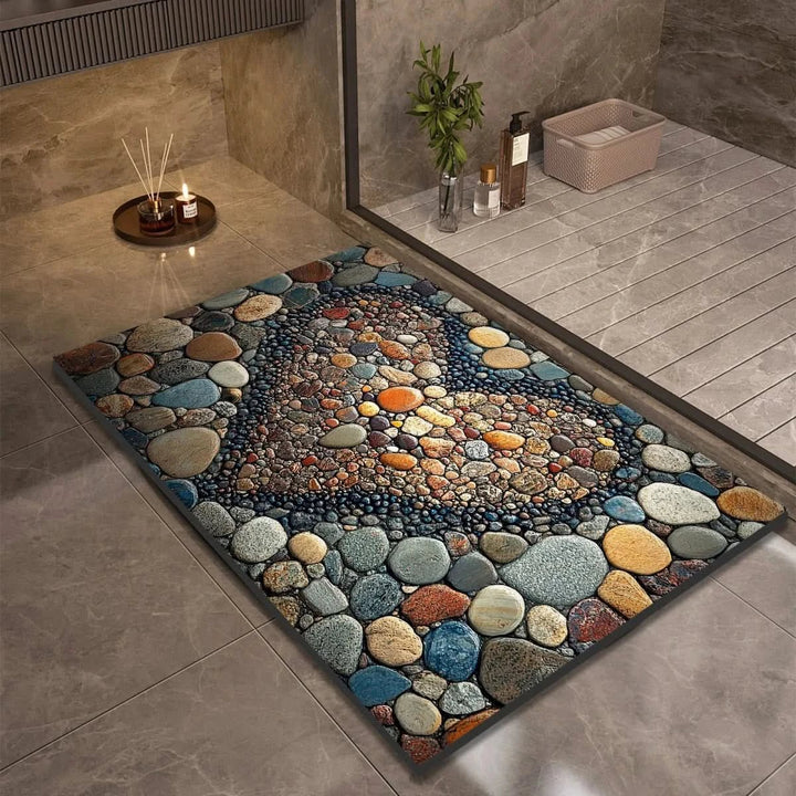 Bathroom Mat with Pebble Stone Print Pattern - Bath Mat - Style 2 - Seravelle Home
