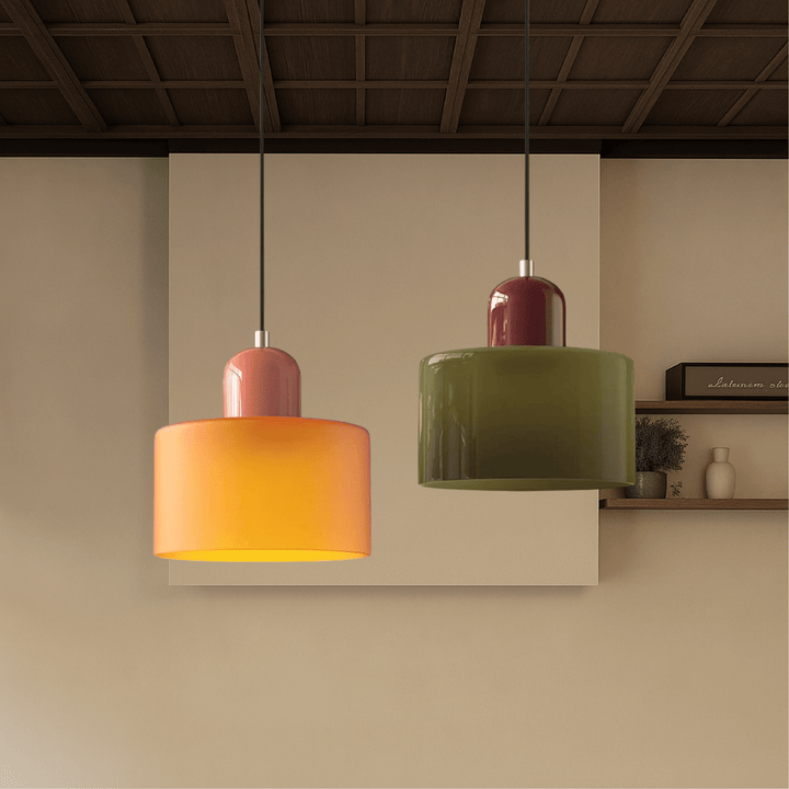 Bauhaus Coloured Glass Pendant Light Modern Design - Pendant Light - Orange - Seravelle Home