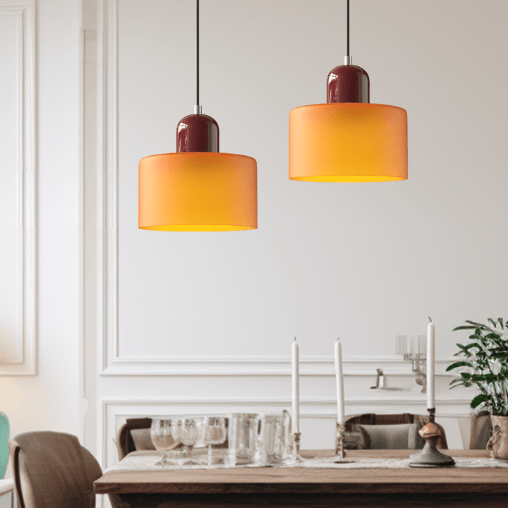 Bauhaus Coloured Glass Pendant Light Modern Design - Pendant Light - Orange - Seravelle Home
