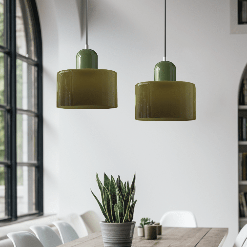 Bauhaus Coloured Glass Pendant Light Modern Design - Pendant Light - Light Green - Seravelle Home