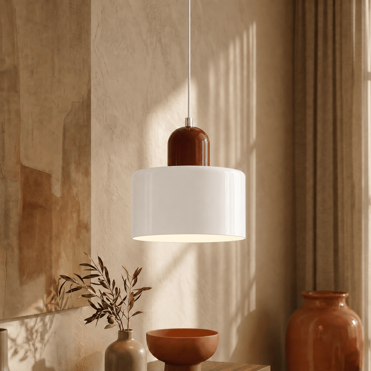 Bauhaus Pendant Light with Modern Cylindrical Shade Design - Pendant Light - White - Seravelle Home