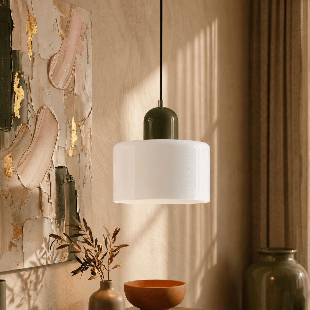Bauhaus Pendant Light with Modern Cylindrical Shade Design - Pendant Light - White - Seravelle Home