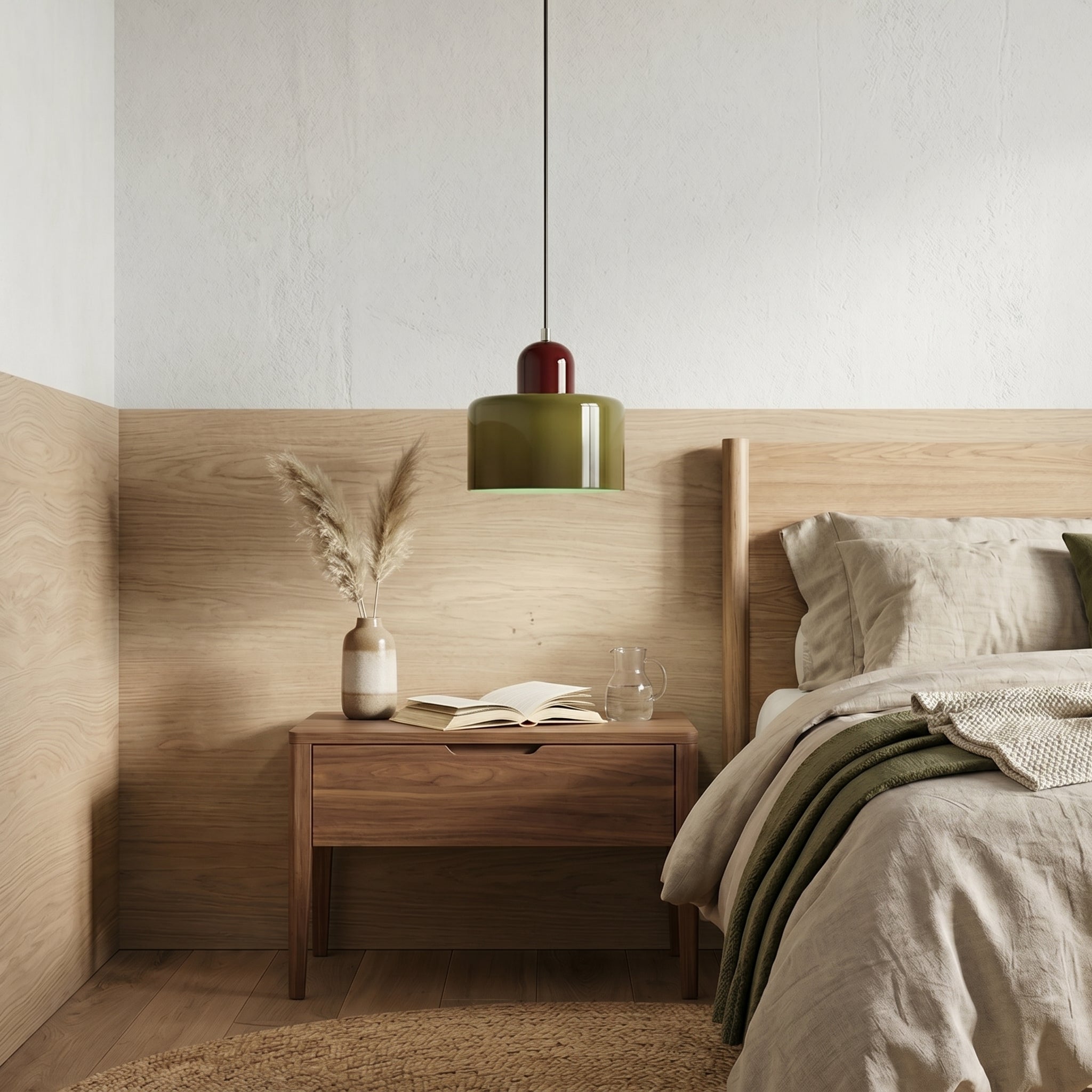 Bauhaus Pendant Light with Modern Cylindrical Shade Design - Pendant Light - Light Green - Seravelle Home