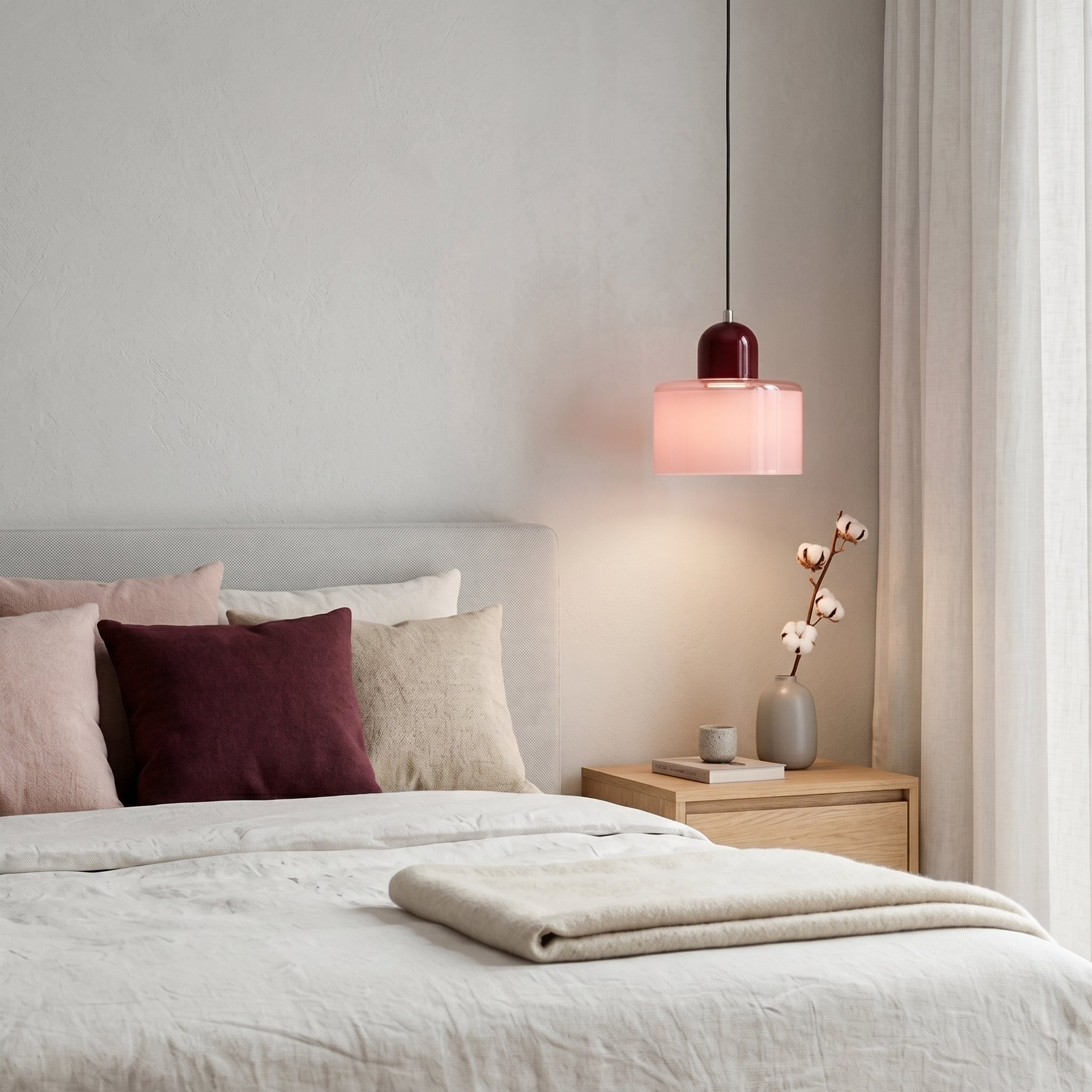 Bauhaus Pendant Light with Modern Cylindrical Shade Design - Pendant Light - Pink - Seravelle Home