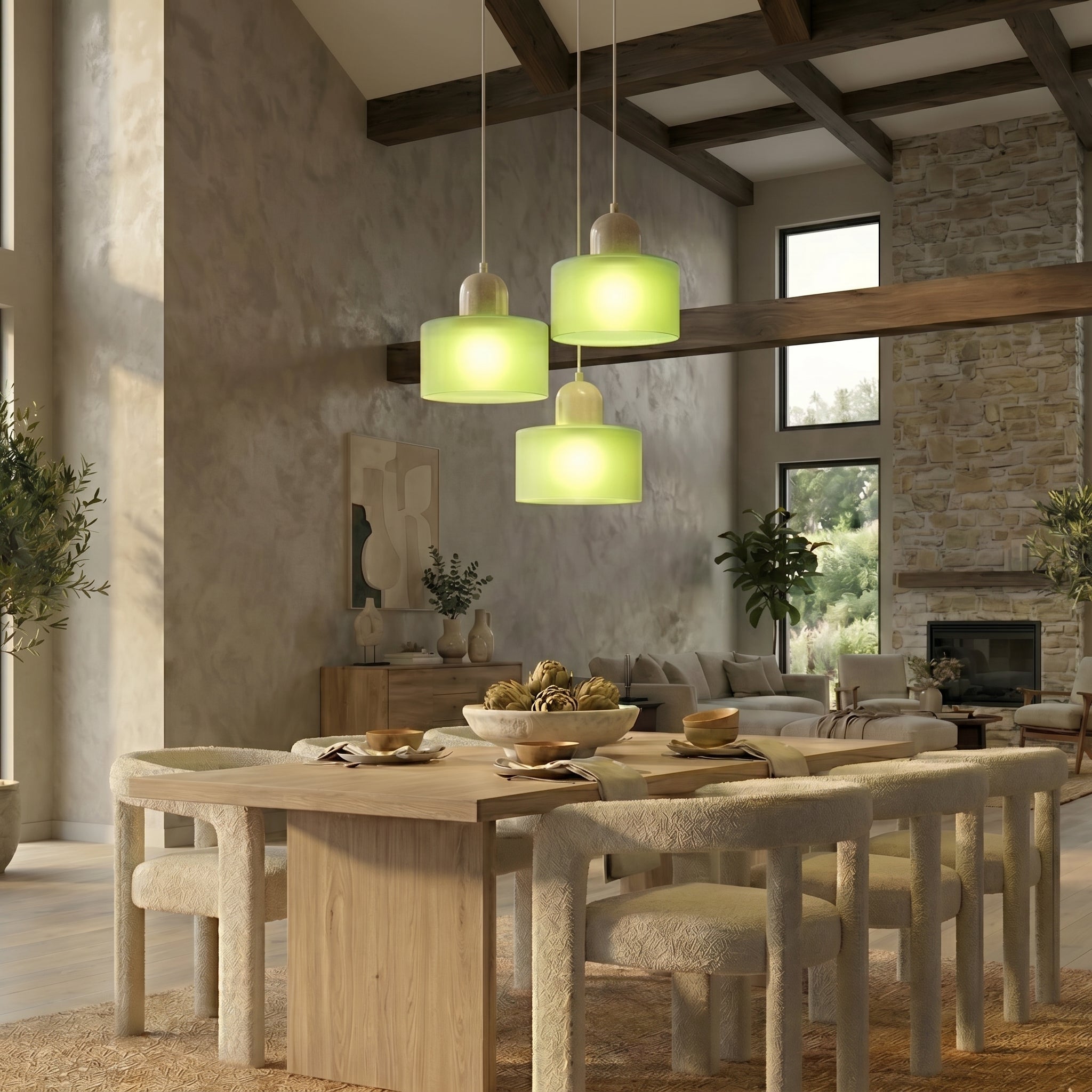 Bauhaus Pendant Light with Modern Cylindrical Shade Design - Pendant Light - Matt Green - Seravelle Home