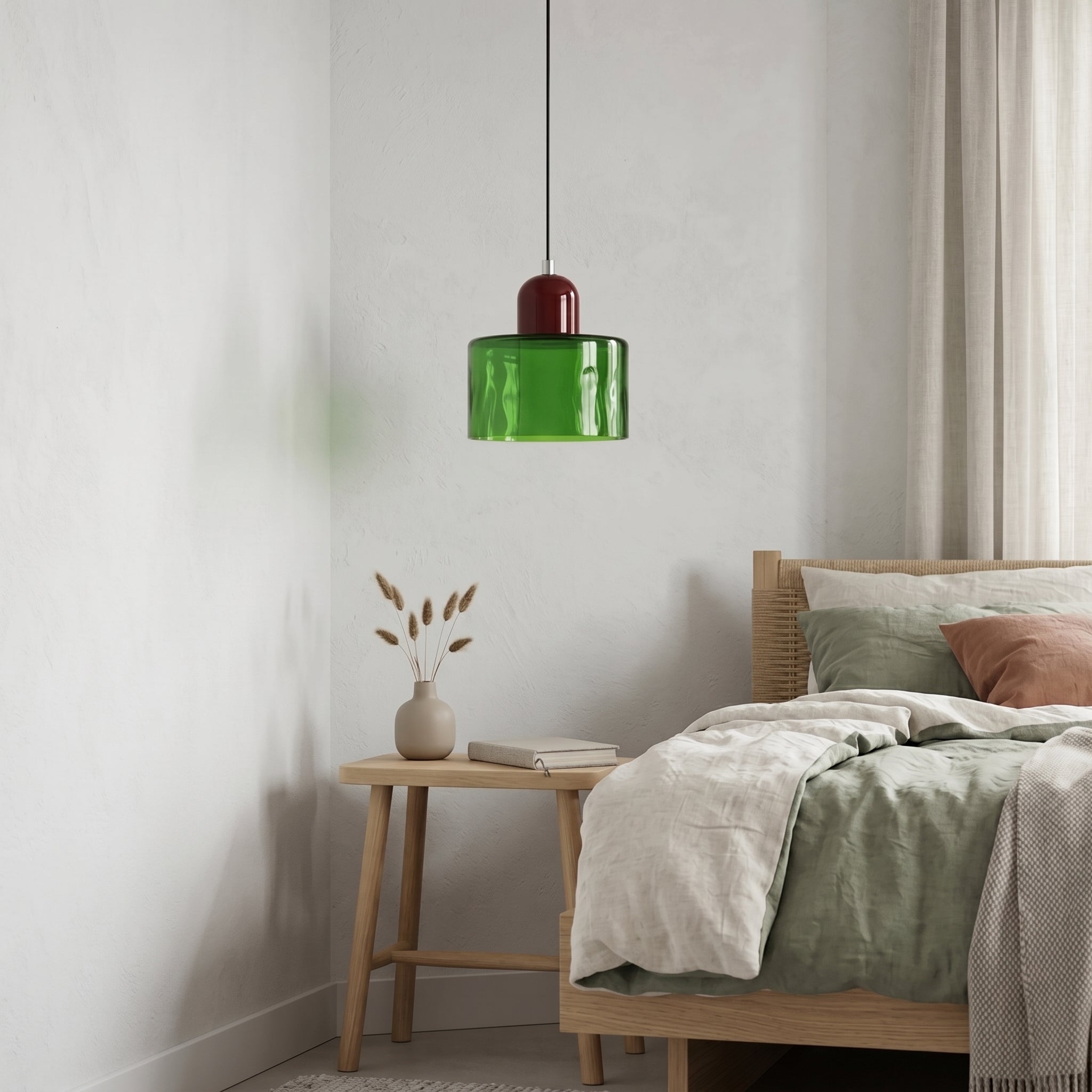 Bauhaus Pendant Light with Modern Cylindrical Shade Design - Pendant Light - Green - Seravelle Home