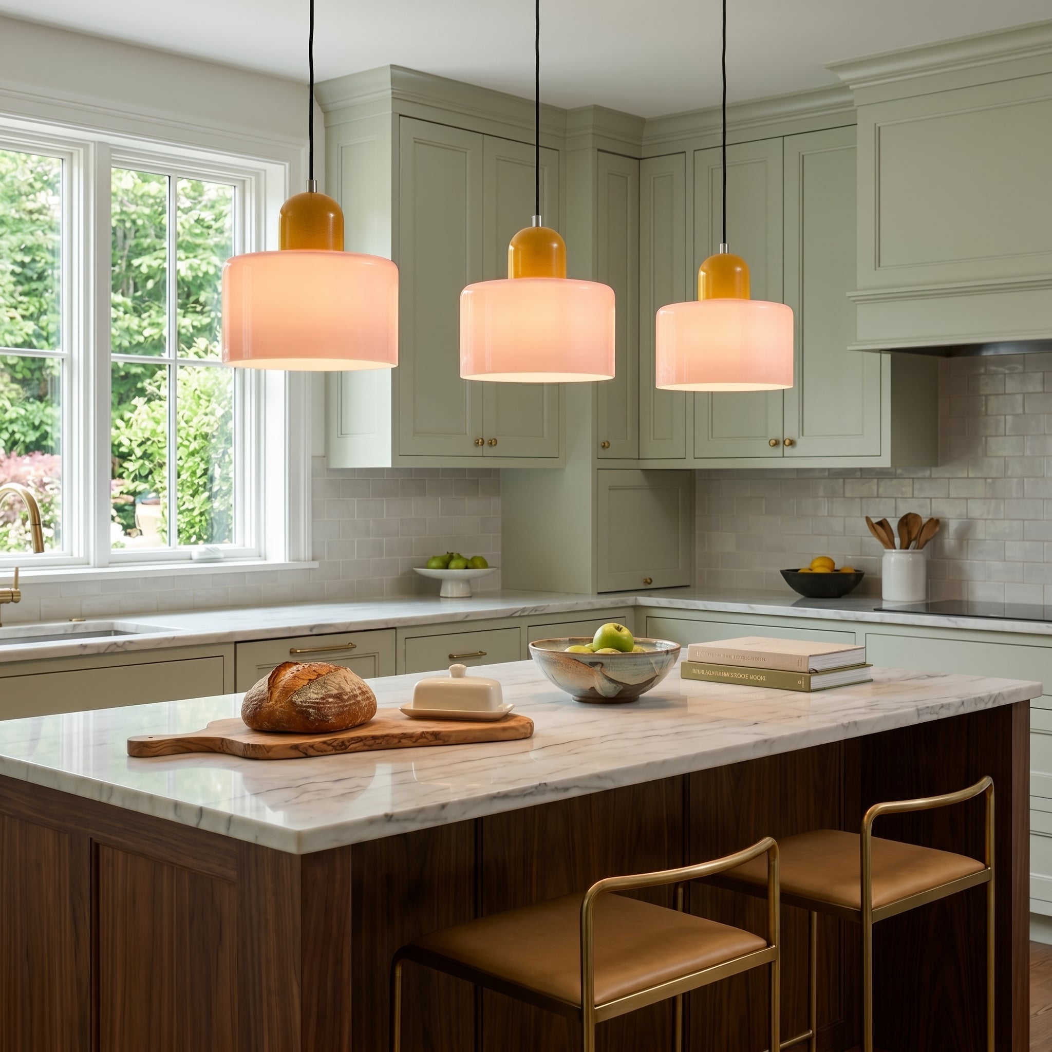 Bauhaus Pendant Light with Modern Cylindrical Shade Design - Pendant Light - Pink - Seravelle Home
