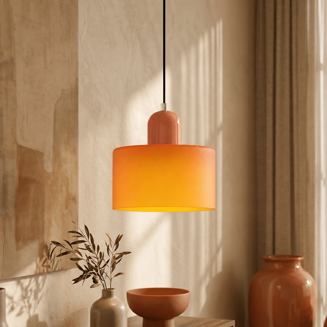 Bauhaus Pendant Light with Modern Cylindrical Shade Design