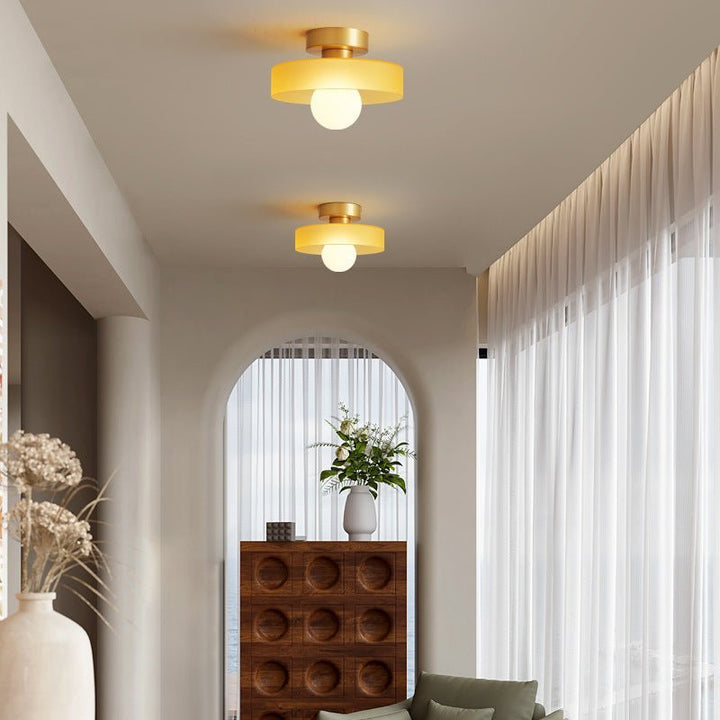 Bauhaus Round Glass Ceiling Light Modern Design - Ceiling Light - Gold/Orange - Seravelle Home