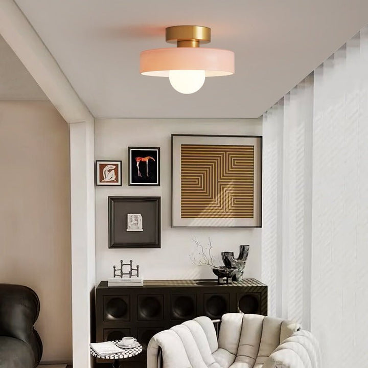 Bauhaus Round Glass Ceiling Light Modern Design - Ceiling Light - Gold/Pink - Seravelle Home