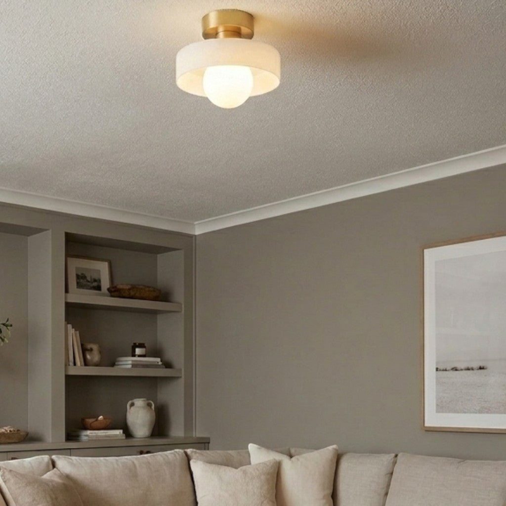 Bauhaus Round Glass Ceiling Light Modern Design - Ceiling Light - Gold/White - Seravelle Home