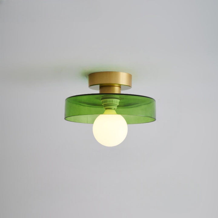 Bauhaus Round Glass Ceiling Light Modern Design - Ceiling Light - Gold/Green - Seravelle Home