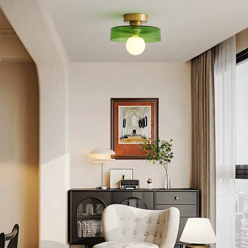 Bauhaus Round Glass Ceiling Light Modern Design - Ceiling Light - Gold/Green - Seravelle Home