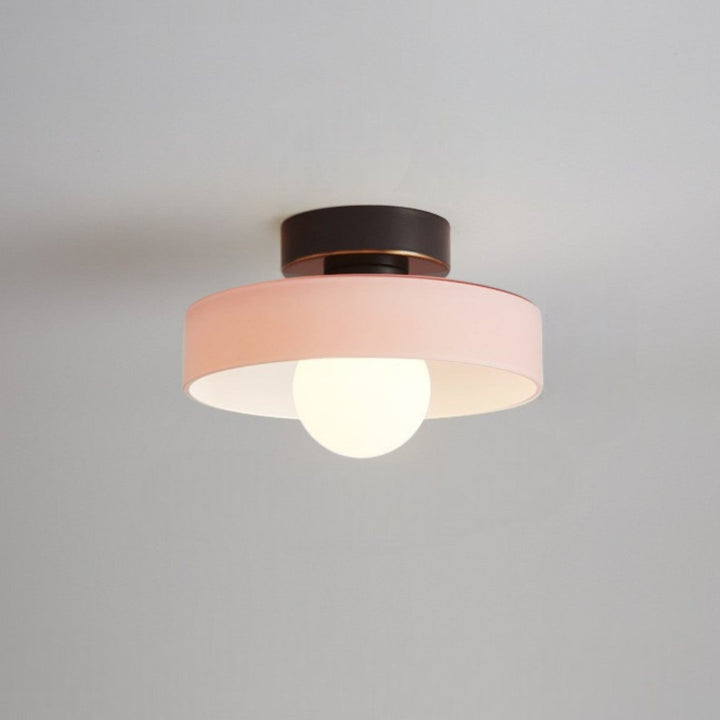 Bauhaus Round Glass Ceiling Light Modern Design - Ceiling Light - Black/Pink - Seravelle Home