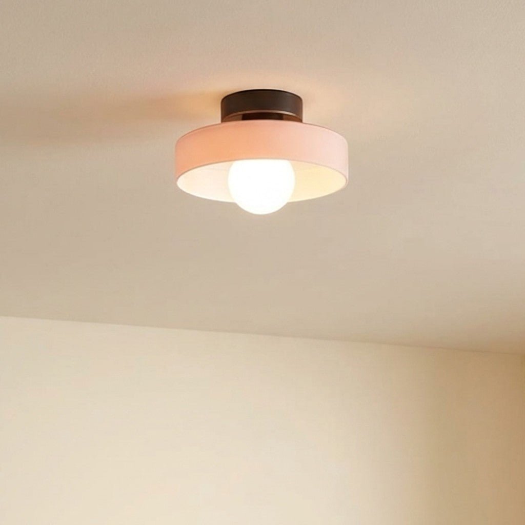 Bauhaus Round Glass Ceiling Light Modern Design - Ceiling Light - Black/Pink - Seravelle Home