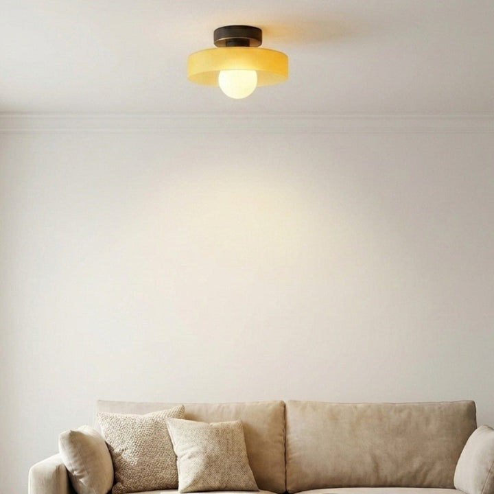 Bauhaus Round Glass Ceiling Light Modern Design - Ceiling Light - Black/Orange - Seravelle Home