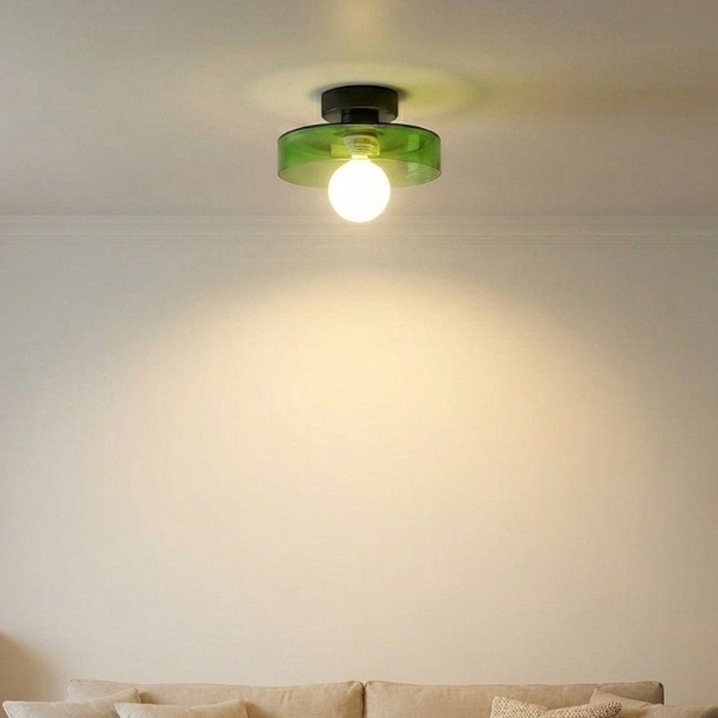 Bauhaus Round Glass Ceiling Light Modern Design - Ceiling Light - Black/Green - Seravelle Home