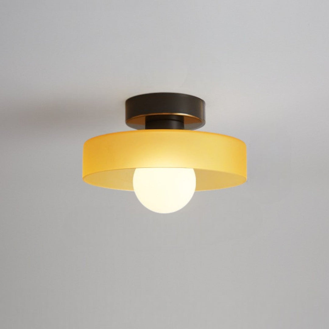 Bauhaus Round Glass Ceiling Light Modern Design - Ceiling Light - Black/Orange - Seravelle Home
