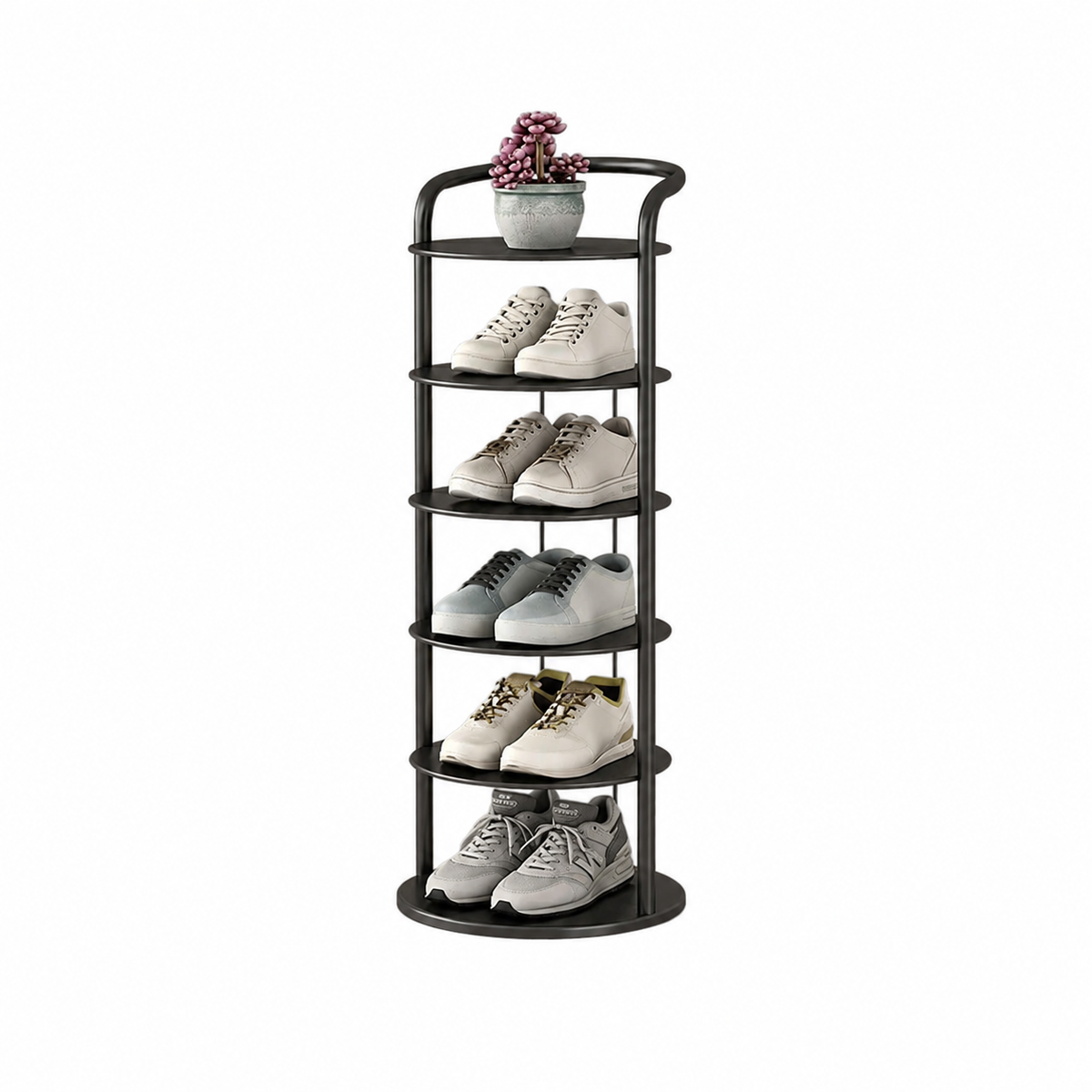 Vertical Round Open Shelf Shoe Rack Entryway Storage