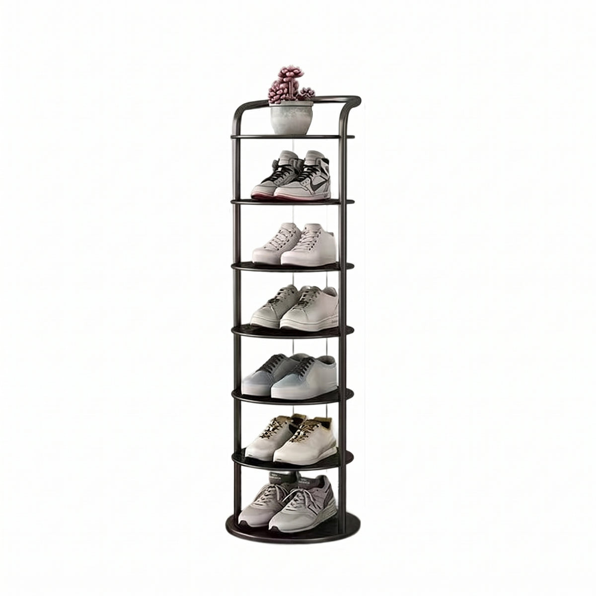 Vertical Round Open Shelf Shoe Rack Entryway Storage
