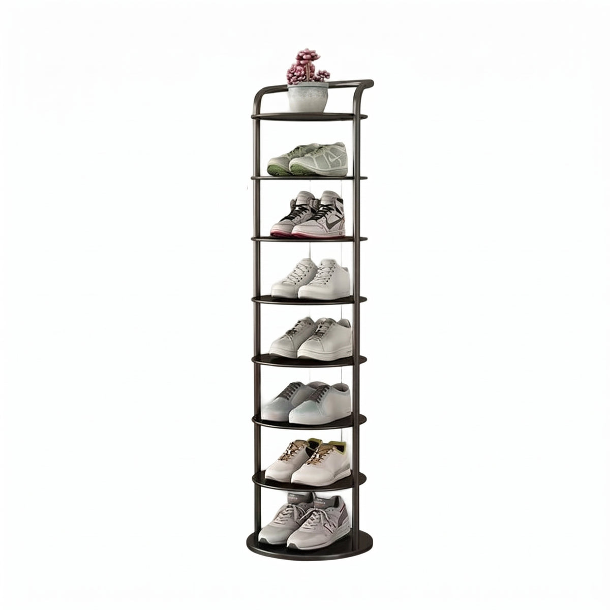 Vertical Round Open Shelf Shoe Rack Entryway Storage