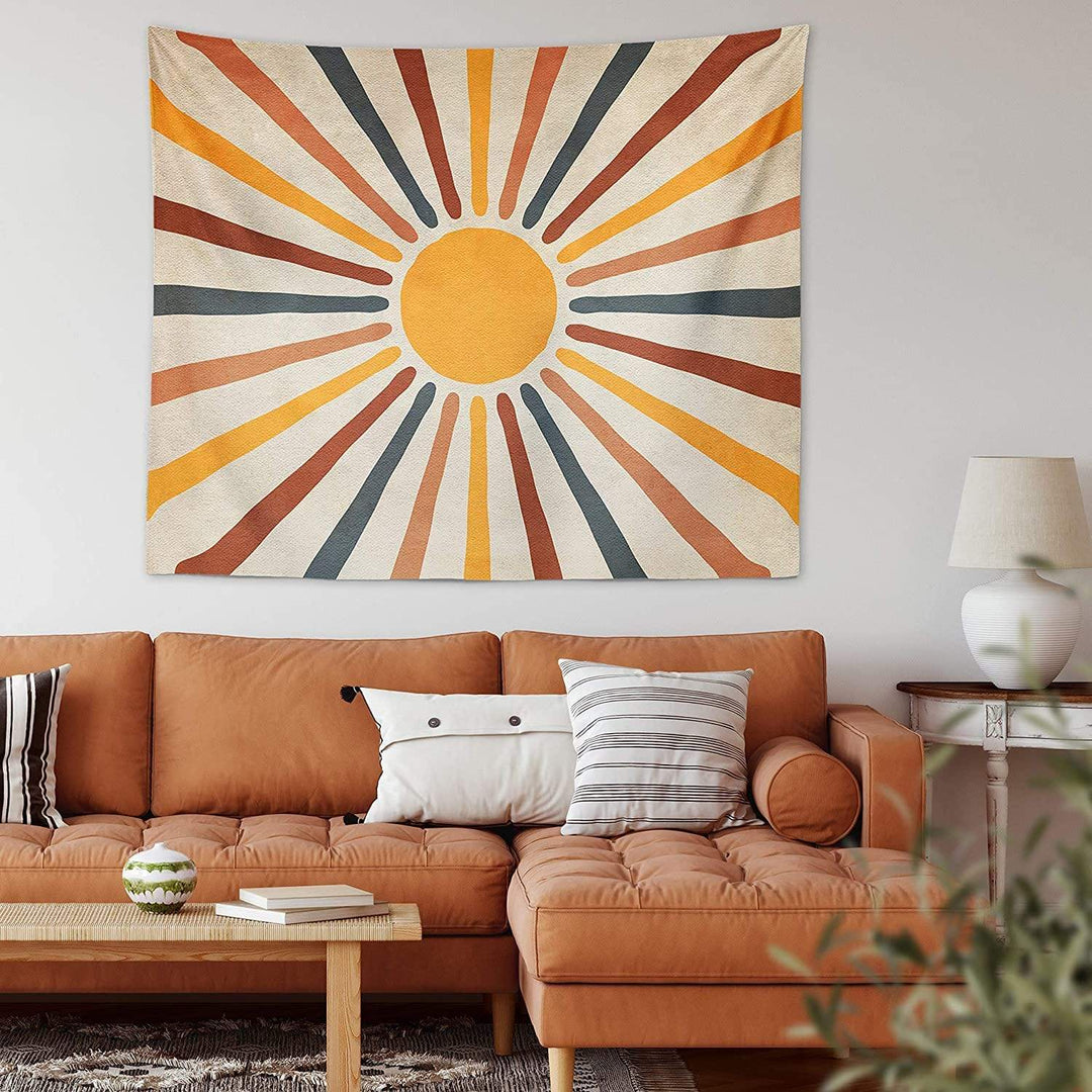 Boho Wall Tapestry with Abstract Retro Sun Design - Wall Tapestry - 95×70 cm - Seravelle Home