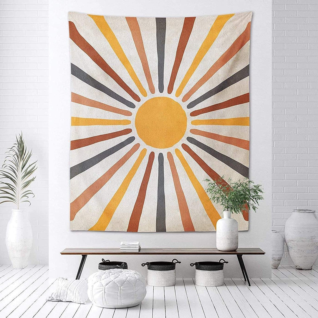 Boho Wall Tapestry with Abstract Retro Sun Design - Wall Tapestry - 95×70 cm - Seravelle Home