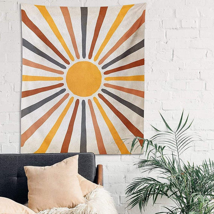 Boho Wall Tapestry with Abstract Retro Sun Design - Wall Tapestry - 95×70 cm - Seravelle Home