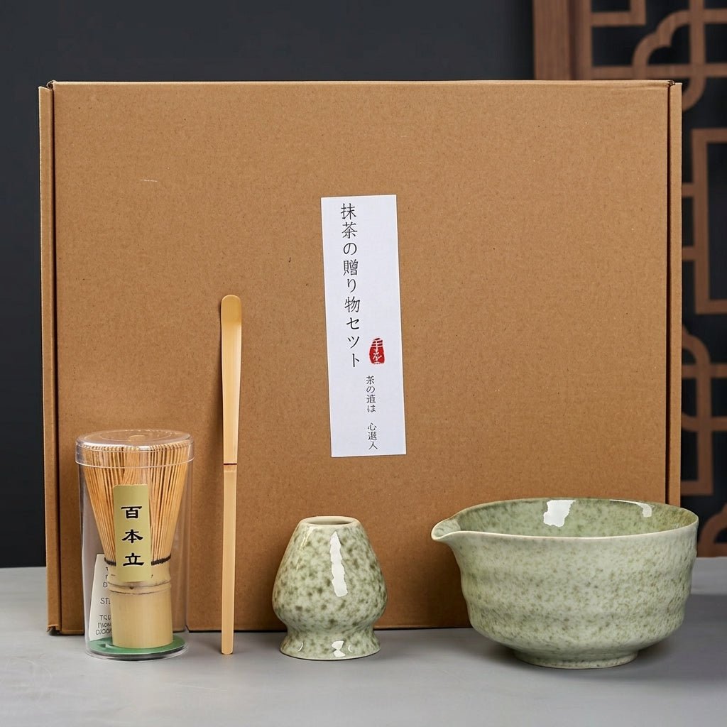 Ceramic Matcha Tea Set with Reactive Glaze Bowl - Matcha Tea Set - Seravelle Home