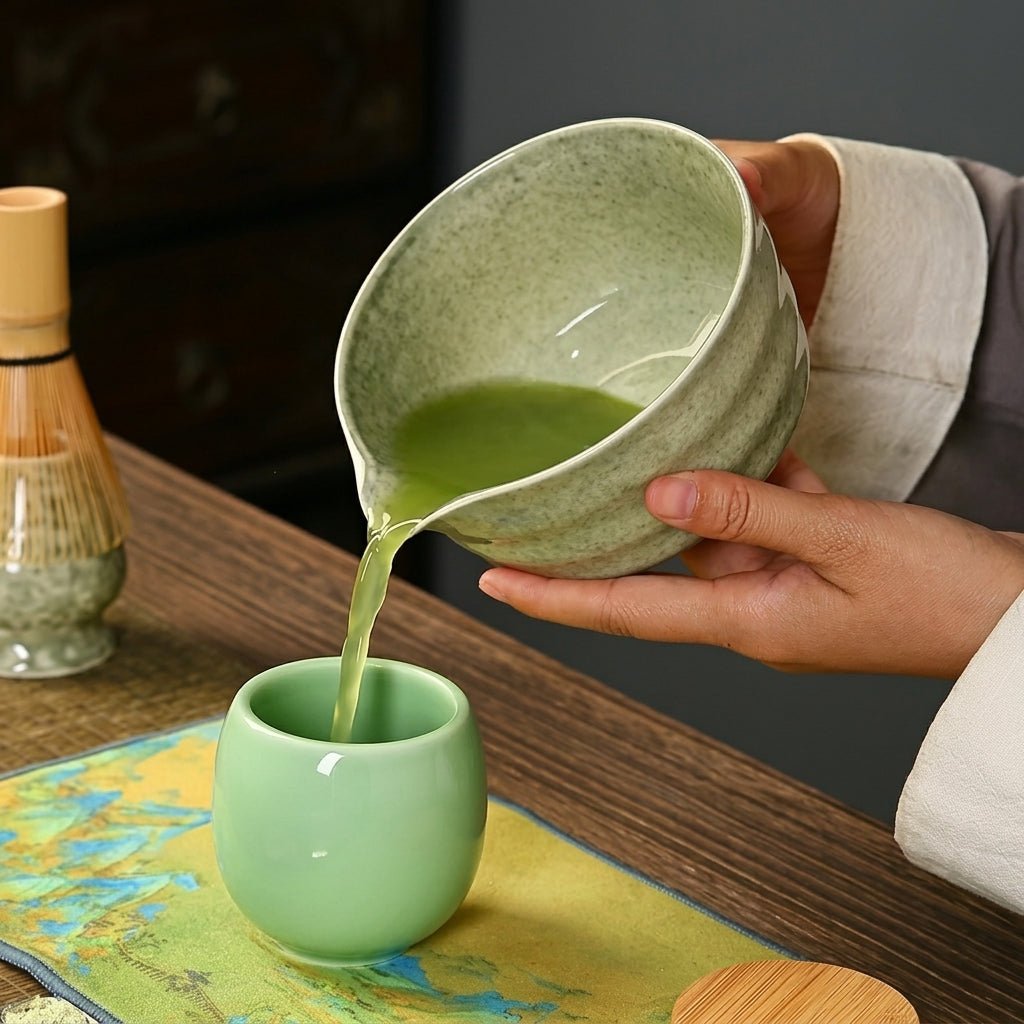 Ceramic Matcha Tea Set with Reactive Glaze Bowl - Matcha Tea Set - Seravelle Home