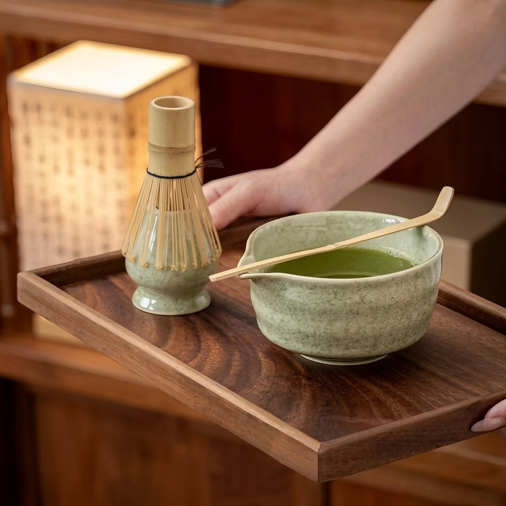 Ceramic Matcha Tea Set with Reactive Glaze Bowl - Matcha Tea Set - Seravelle Home