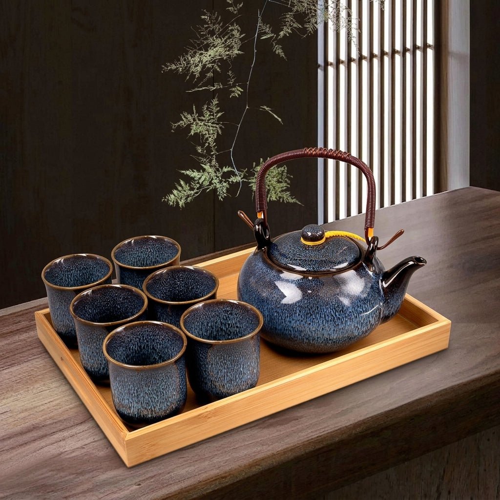Ceramic Teapot Set with Reactive Glaze - Teapot Set - Seravelle Home