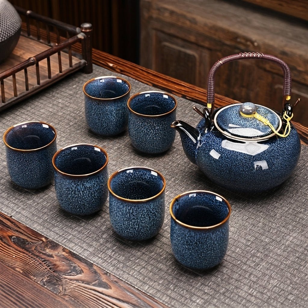 Ceramic Teapot Set with Reactive Glaze - Teapot Set - Seravelle Home