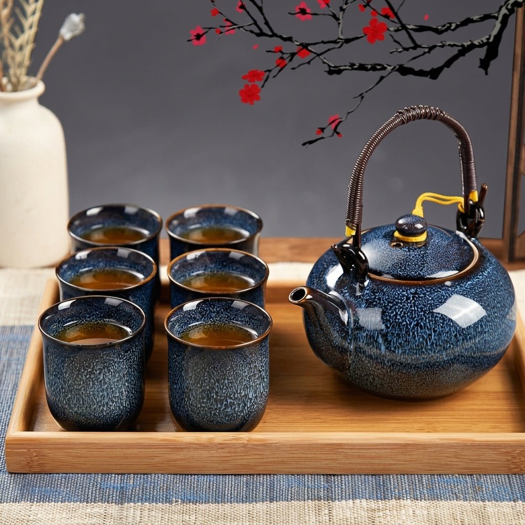 Ceramic Teapot Set with Reactive Glaze - Teapot Set - Seravelle Home