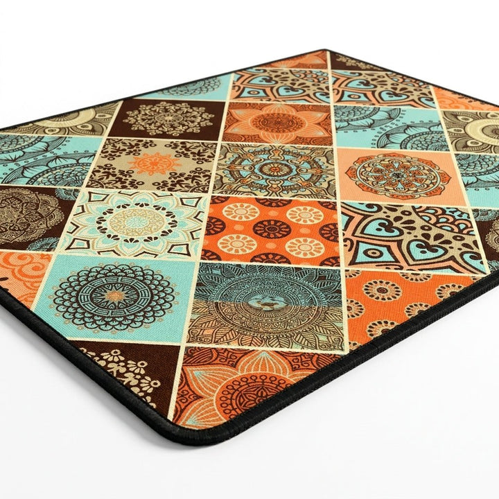 Coffee Machine Mat with Absorbent Design and Retro Pattern - Kitchen mat - Sky Blue Blossom - Seravelle Home