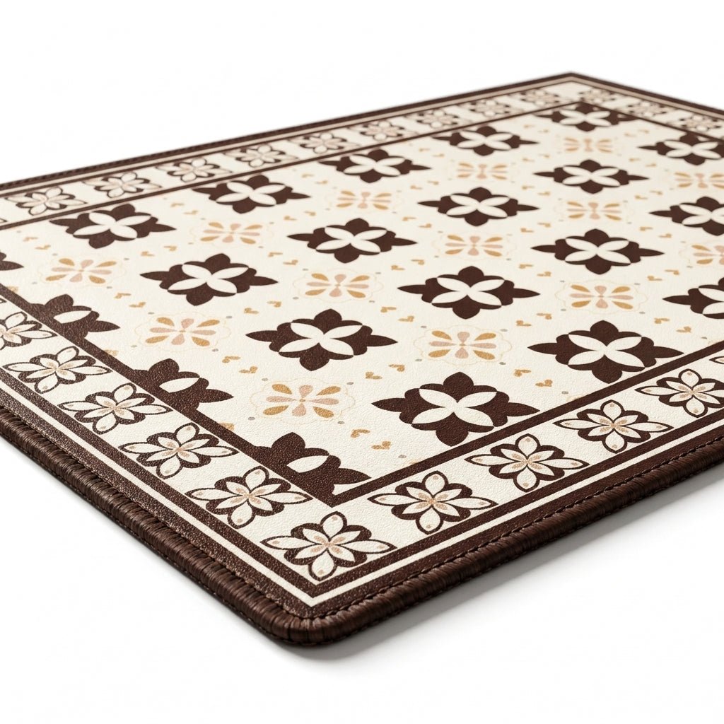 Coffee Machine Mat with Absorbent Design and Retro Pattern - Kitchen mat - Cream Tile - Seravelle Home