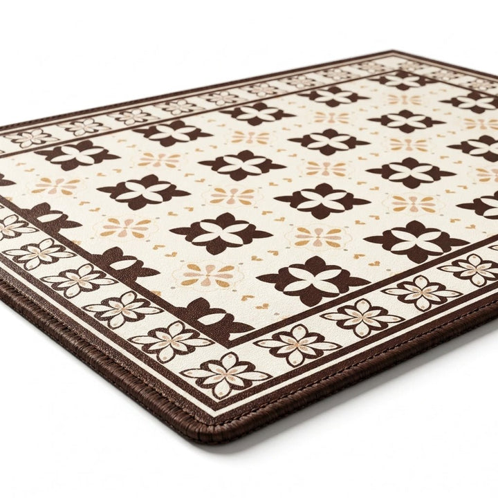 Coffee Machine Mat with Absorbent Design and Retro Pattern - Kitchen mat - Cream Tile - Seravelle Home