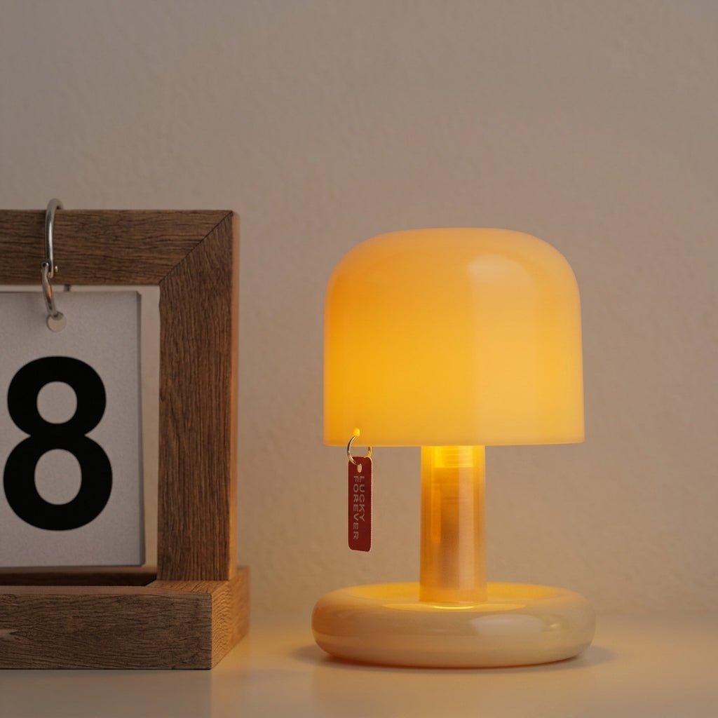 Compact Retro Table Lamp with Round Base and Mushroom Shade - Table Lamp - Seravelle Home