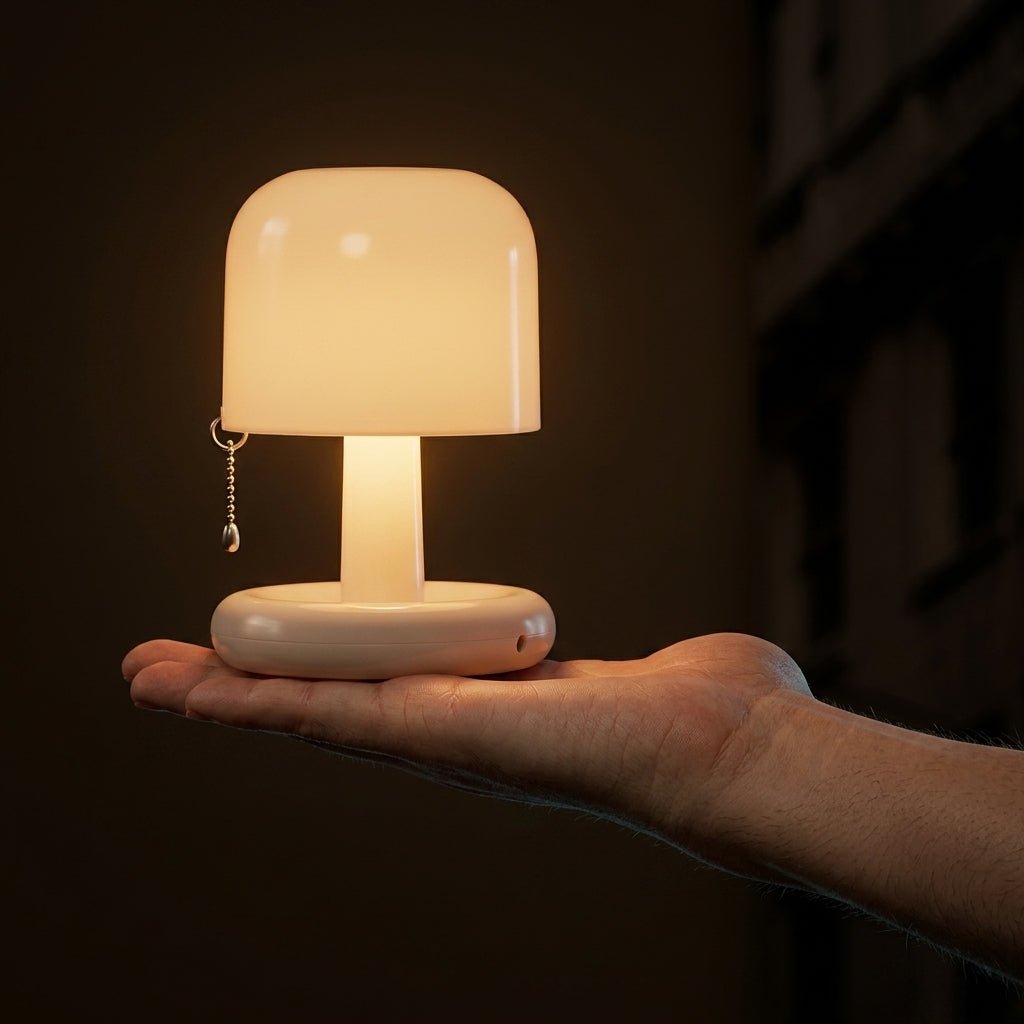 Compact Retro Table Lamp with Round Base and Mushroom Shade - Table Lamp - Seravelle Home