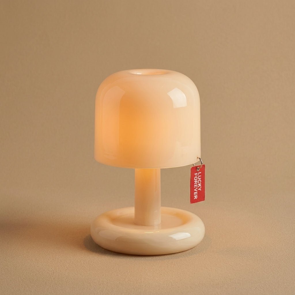 Compact Retro Table Lamp with Round Base and Mushroom Shade - Table Lamp - Seravelle Home