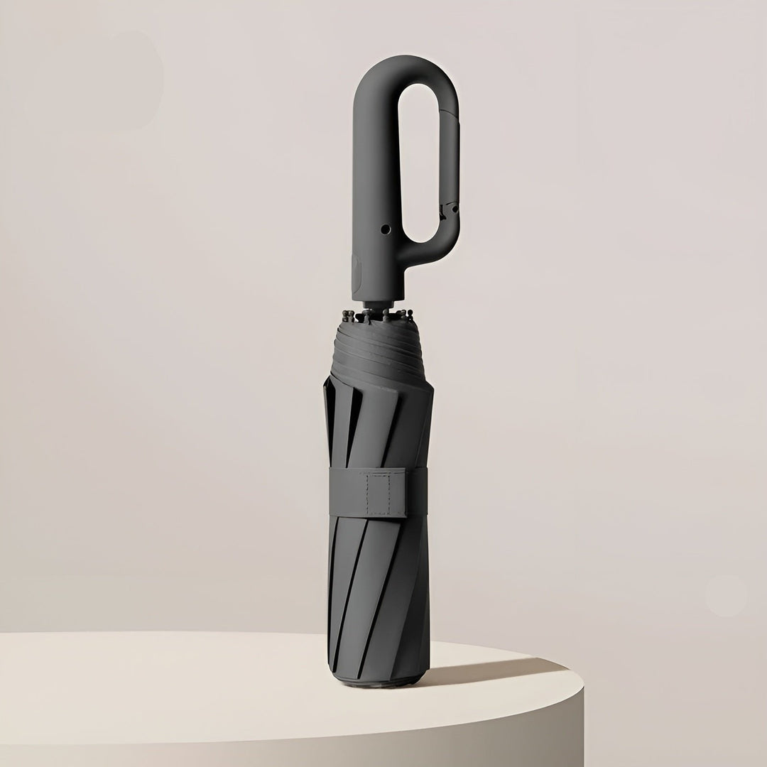 Compact Umbrella with Practical Ring Handle - Umbrella - Black - Seravelle Home