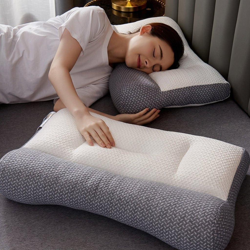Contoured Neck Support Pillow for Side and Back Sleepers - Neck & Cervical Pillow - Seravelle Home
