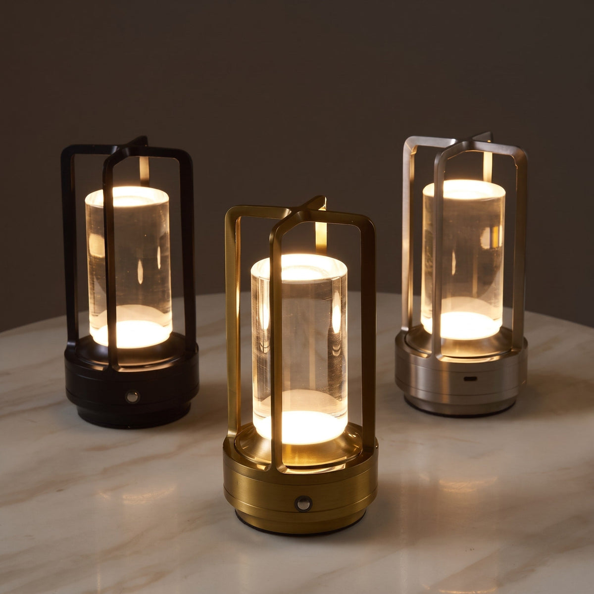 Cordless Cage Table Lamp with Touch Control - Table Lamps - Silver - Seravelle Home