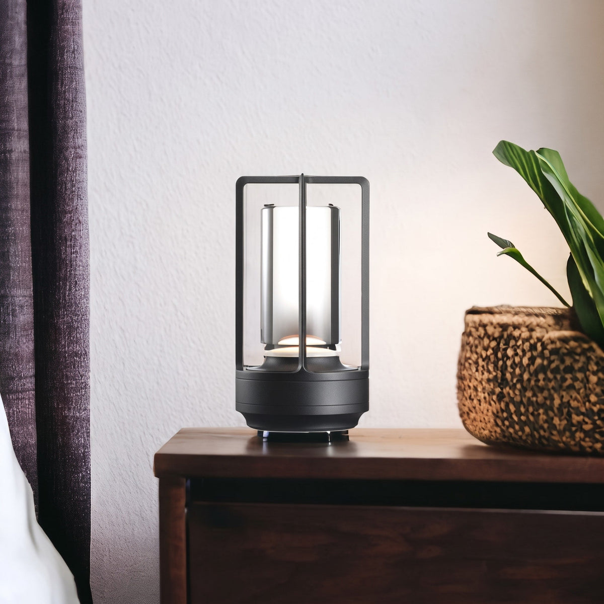 Cordless Cage Table Lamp with Touch Control - Table Lamps - Black - Seravelle Home