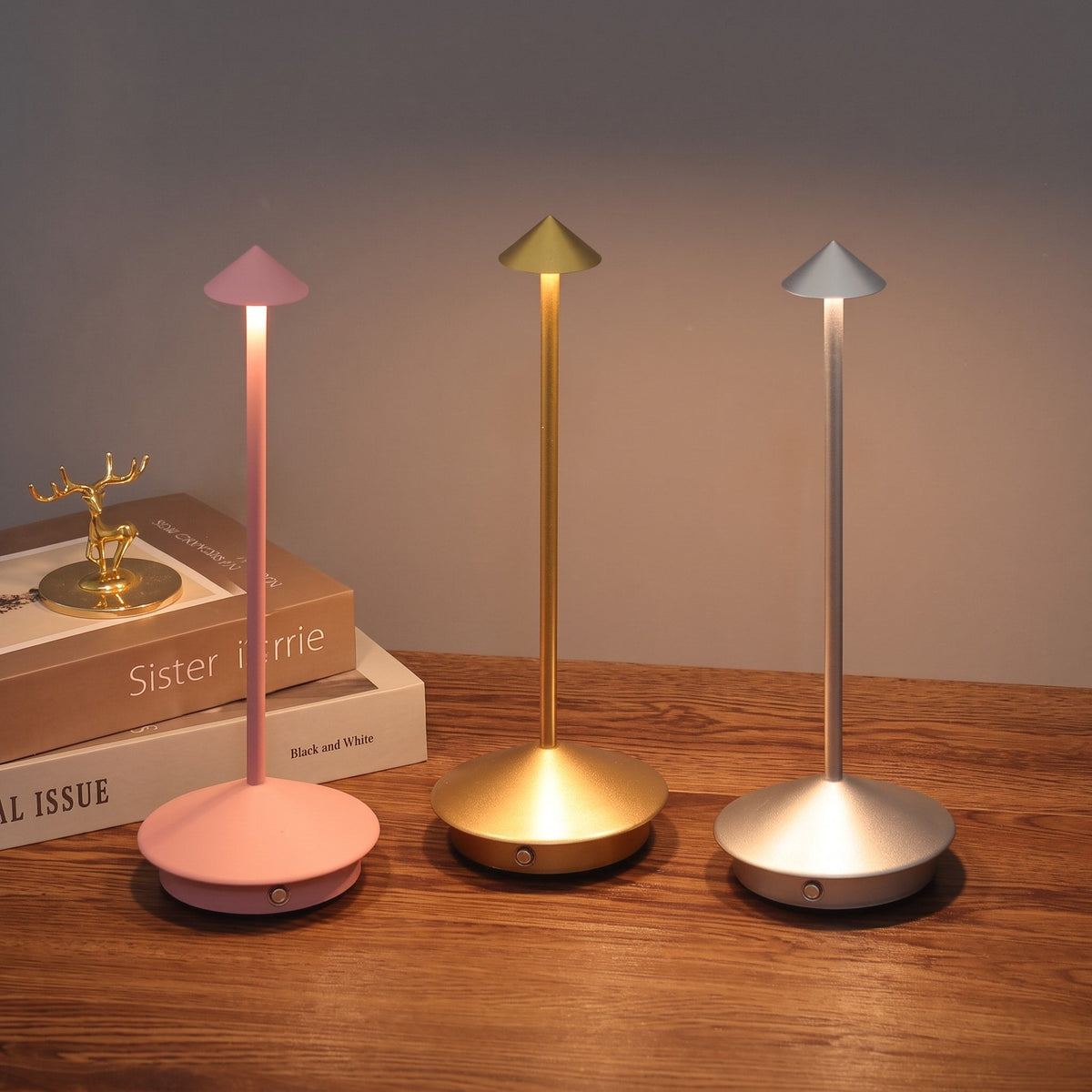 Cordless LED Table Lamp with Touch Dimming Control - Table Lamps - Blue - Seravelle Home