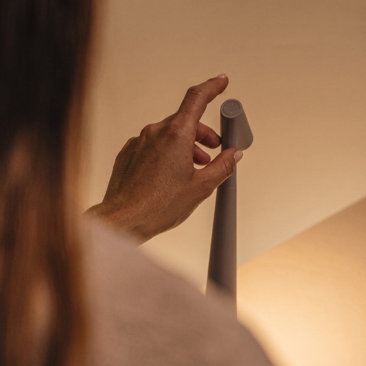 Cordless Touch Table Lamp with Sculptural Nordic Design - Table Lamps - Brown - Seravelle Home