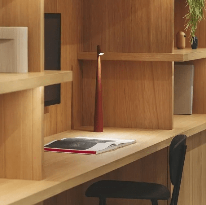 Cordless Touch Table Lamp with Sculptural Nordic Design - Table Lamps - Red - Seravelle Home